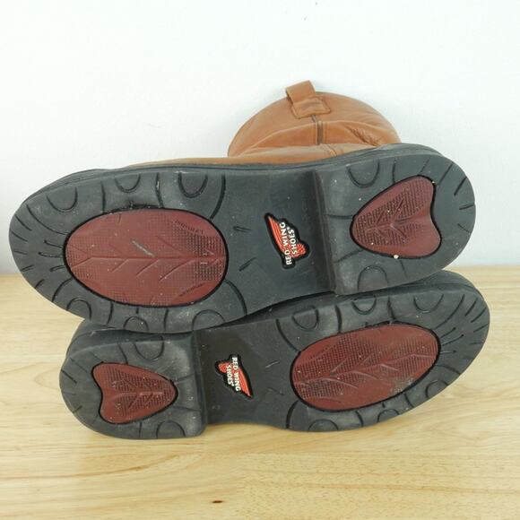 Red Wing 1158‎ Work Boots Brown Leather Pull On 10 1/2 D Slip Oil Resistant
